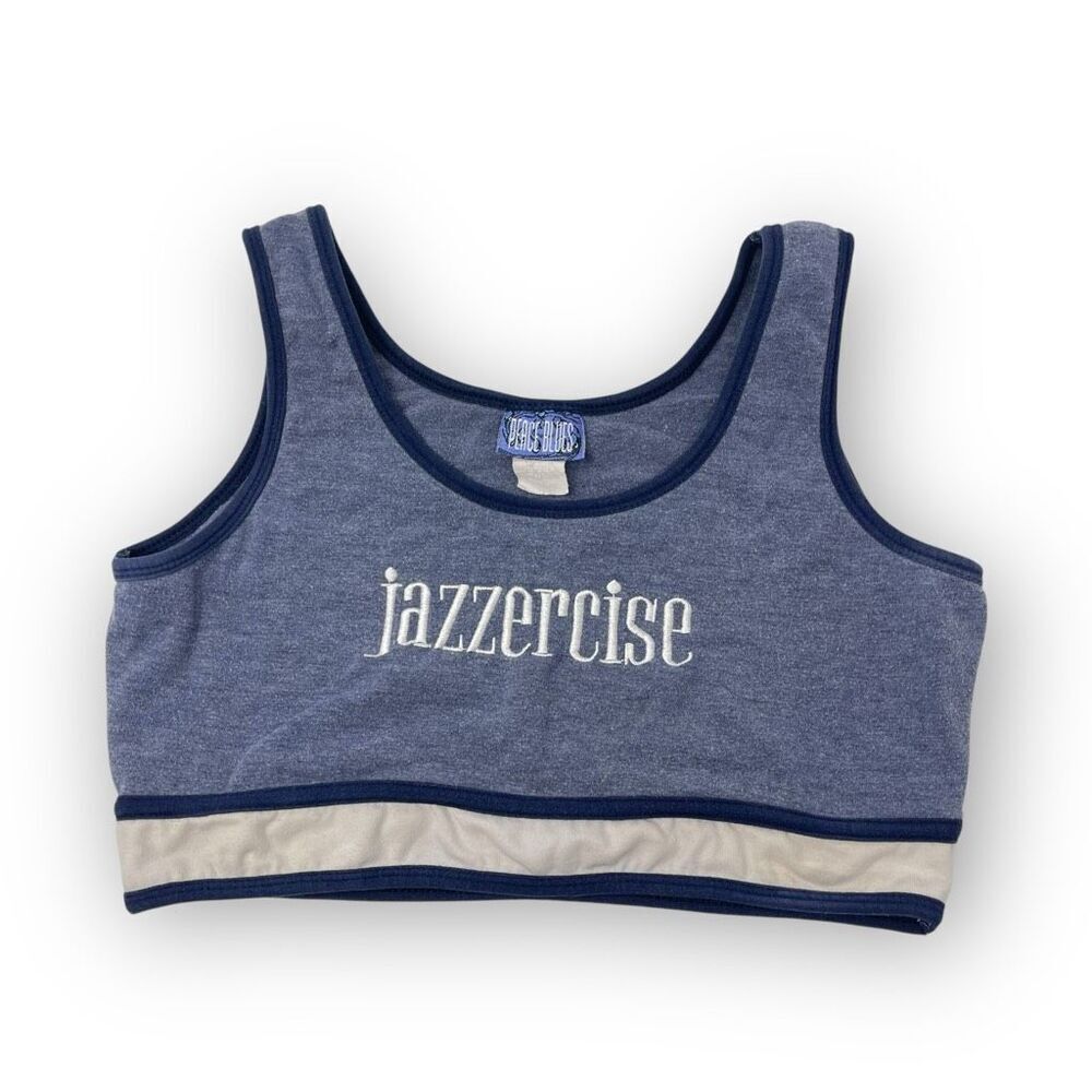 Peace Blues Jazzercise Blue Bra Bralette Pullover Women’s Size Medium USA Made